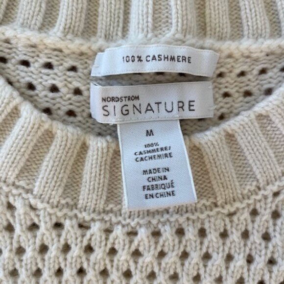 Woman's Nordstrom 100% Cashmere Sweater - Cream color  size M - Picture 2 of 5